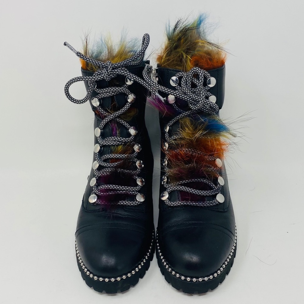 CECELIA* Black Fox Fur TREKKER Boots**US 6.5 $290 - Picture 1 of 7